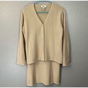 Talbots Size Small Medium VTG 2-Piece Beaded Coord Shirt Cardigan Set FLAWED